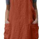 YESDOOD Cotton Linen Apron Cross Back Apron for Women with Pockets Pinafore Dress for Baking Cooking (3X-Large, Orange)