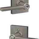 SCHLAGE F51A LAT 619 COL Latitude Lever with Collins Trim Keyed Entry Lock, Satin Nickel