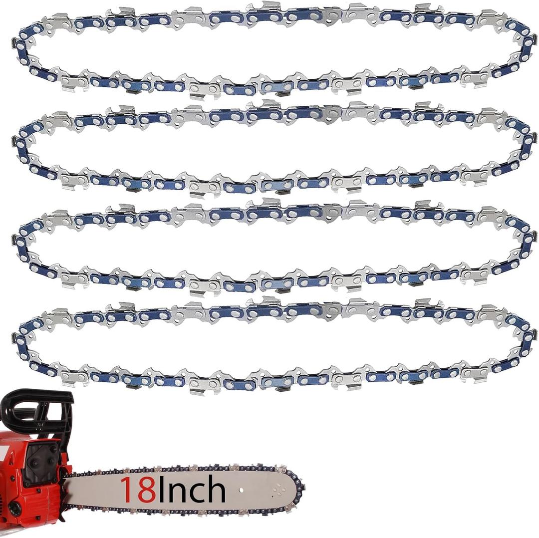 O-CONN 4 Pack 18 Inch Chainsaw Chain .325" Pitch .050'' Gauge 72 Drive Links Fits Husqvarna 440, Oregon H72, Poulan 4600, Echo CS-400, Craftsman, Makita and more