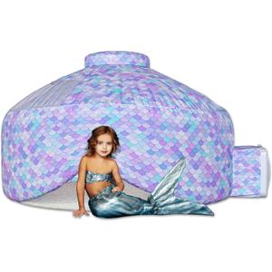 Skywin Air Tent for Kids (77 x 50) Builds in 30 Sec, Toddler Tents Indoor for Imaginative Play, Spacious Kids Forts Indoor Playhouse for Boys & Girls Ages 3-14 (Fan Not Incl) (Mermaind Magic Fort)