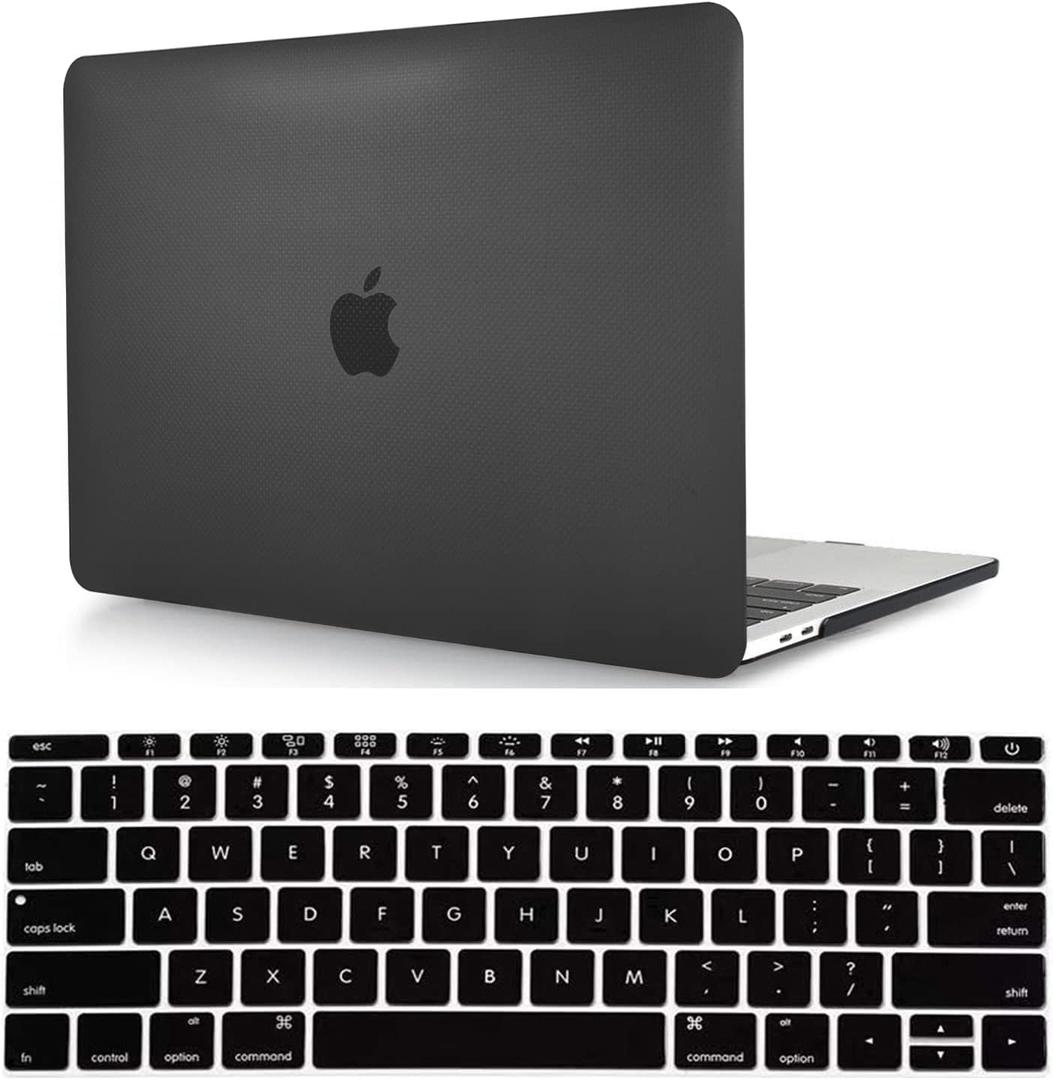 Laptop Case Compatible with MacBook Air 13 inch Case 2010-2017 Release Model A1466 A1369, Raised Round Dot Pattern Ultra-Thin Plastic Shell Case Cover & Keyboard Cover Skin - Black