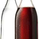 Clear SQUARE Swing Top Glass Bottles With Lids - 33.75 Oz - Airtight Flip Top Glass Water Bottles Great For Oil And Vinegar, Beverages, Juices, Smoothies - (2 Pack) (Not For Carbonated Beverages)