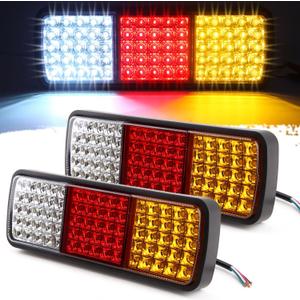 Partswcgg 2Pcs 75 LED Truck Triple Tail Lights Bar, Super Bright IP68 Waterproof Brake Turn Signal Reverse Backup Running Lights Taillight for Utility Trailer Flatbed Trucks RV Boat Camper 10-30V
