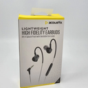 Acoustix High Fidelity Earbuds Lightweight Wired Headphones Mic IPX4 Splashproof (Black)