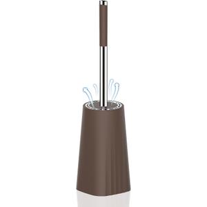 SetSail Toilet Brush, Compact Size Toilet Bowl Brush and Holder Toilet Brushes for Bathroom with Stainless Steel Handle Toilet Cleaner Brush with Durable Scrubbing Bristles, Brown