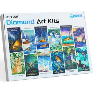 ARTDOT 12 Pack 5D DIY Diamond Art Kits for Adults, Licensed Diamond Painting Kits with Accessories and Tools for Home Wall Decor (12 by 16 Inch)