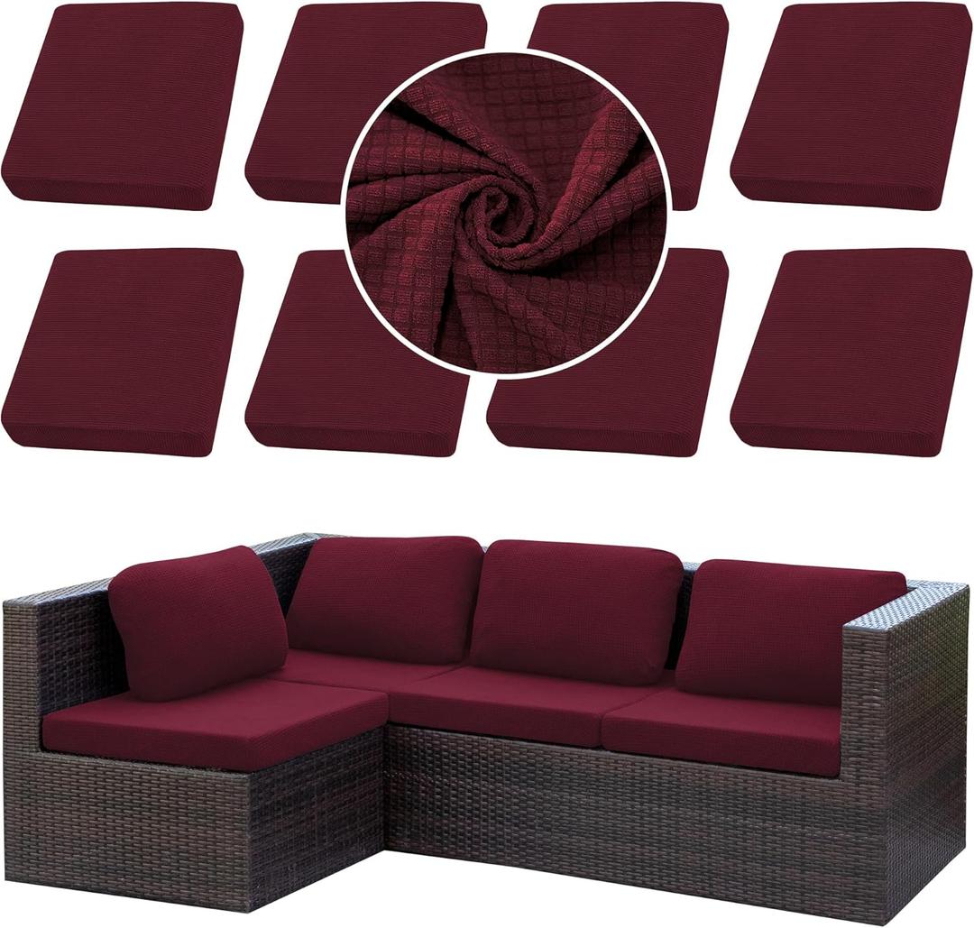 Outdoor Cushion Covers Set,8PCS Patio Furniture Couch Seat Slipcovers, Replacement for Sofa Sectional Chair(Cover Only)