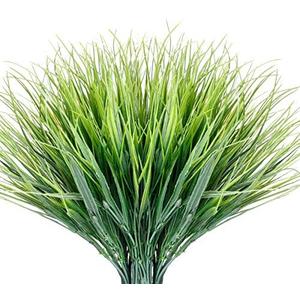 JEMONG 12 Bundles Artificial Grasses Outdoor UV Resistant Fake Grass No Fade Faux Plastic Plants Garden Window Box Decorating(Green Grass)