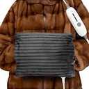 Double Sided Heating Pad for Hands, Luxury Faux Fur Electric Hand Warmer, 3 Levels, Dark Grey