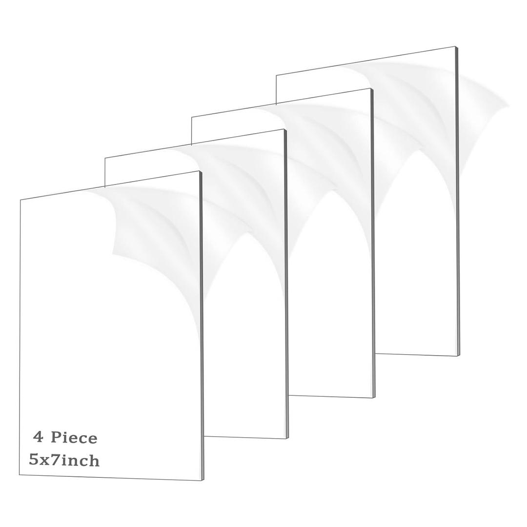 4 Pieces 1/8" Thick (3mm) Acrylic Sheets,Clear Cast Plexiglass 5 x 7 with Protective Paper for Signs DIY Display Projects,Craft,Photo Frames