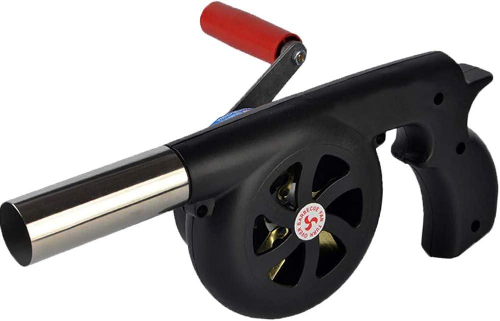 GkGk Hand Crank BBQ Fan, Portable Barbeque Air Blower with Manual Handle Speed Control and Metal Fan Blade for Outdoor Barbecue Fire Bellow, Camping and Hiking Picnic