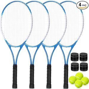 4 Pack Tennis Rackets for Adults Prestrung Lightweight
27 Inch Racquets Bulk, Tennis Balls, for 4 Players Recreational Training, Overgrips, Pre Strung Ready Outdoor Courts