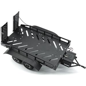 RC Utility TRX4M Trailer, Metal Alloy Construction, 1/18 Scale, Detachable Tow Hitch, 7x6x3.5 Inches, Compatible with RC Cars (Black)