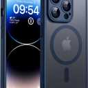 TOCOL Magnetic for iPhone 14 Pro Max Case, Upgraded Full Camera Protection, Compatible with Magsafe, Drop Protection, Translucent Matte Back Bumper Phone Cover 6.7-InchDark Blue