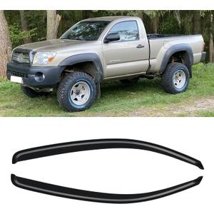 Window Visor for 2005-2015 Toyota Tacoma Standard/Regular Cab 2 Door, Out-Channel Rain Guards Shields Vent Deflector Shade Wind Dark Smoke 06 07 08 09 10 11, Outside-Mount, 4PCS