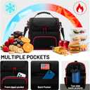 MIER Dual Compartment Lunch Bag Tote with Shoulder Strap for Men and Women Insulated Leakproof Cooler Bag, Black/Red