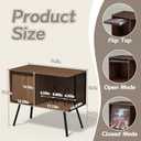 Faesun Record Player Stand with Flip-Down Record Shelf, Walnut, 2-tier