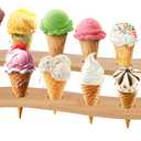 YeeBeny Wooden Ice Cream Cone Holder Stand, Ice Cream Cone Holder Stand with 12 Holes, Ice Cream Cone Display for Deli Cone, Waffle Cone (Aperture 0.98 Inches)