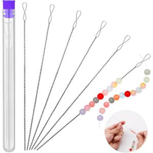 UOOU 6 Pcs Beading Needles, Collapsible Big Eye Bead Needles, Beading Supplies 2 Sizes Twisted Beading Needles for Seed Beads Jewelry Making