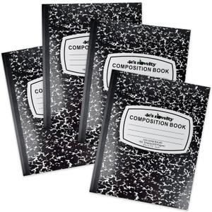 4E's Novelty College Ruled Composition Notebooks 4 Pack - Hard Cover 100 Sheets 9.75" x 7.5" for Notetaking, Black Marble Bulk Compositon Book, Back to School Supplies For Students Boys Girls & College by 4Es Novelty