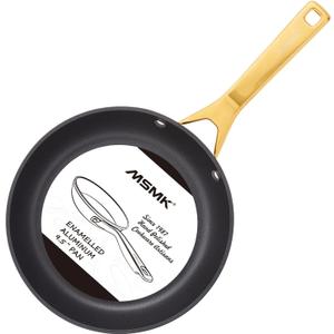 MsMk Nonstick Frying Pan 8 Inch Black, Designed Enamel Exterior Coating Withstand High Temperature And Fade Resistance, Pfoa Free Induction Omelet Pan, Oven Safe, Dishwasher Safe