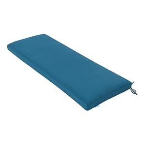 QILLOWAY Indoor/ Outdoor Bench Cushion, Thick Upholstery Foam Couch Swing Pads with Ties, 48-Inches, Peacock Blue