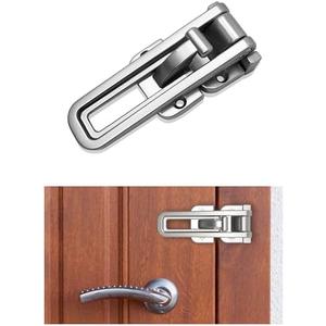 Door Swing Bar Lock Latch with Extra Buckle Lock, Guard Lock for Front and Inside Door, Hinged Swingin Doors Reinforcement Lock, Home Security Door Stopper, Safety Childproof, Zinc Alloy, SN (Silver)