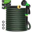 Garden Hose 50ft, Non-Expanding Water Hose, Lightweight, Kink Free, Sturdy, Leak-Proof, Portable, Flexible Hose with 10 Function Nozzle for Outdoor, Yard, Lawn, Car Wash and Camper Use