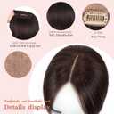 Matriarchs Hair Toppers For Women Real Human Hair,360 3D Human Hair Topper 12inch Curtain Bangs Clip in Toppers Hairpieces With Thinning Crown and Natural Coverage Dark Brown