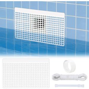 Pool Skimmer Guard Kit Leaf Skimmer Catcher Shield with Elastic Rope & Telescopic Rod Fits All Inground & Above Ground Pools Rust-Proof Net Cover to Prevent Debris & Blockage Easy Assembly