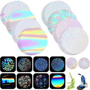 200 Pcs Badge Protective Film 45mm (1.77 in), 8 Styles of Holographic Glitter, Badge Film for 1.25 Inch 32mm Button Maker Machine, 32mm Button Making Supplies