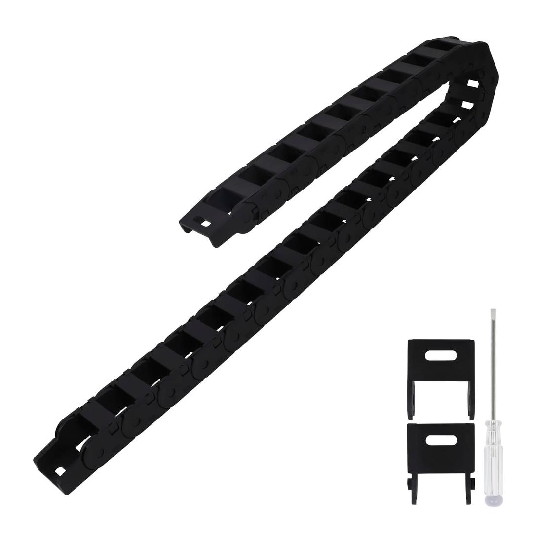 R45 20mm x 30mm(Inner H x Inner W) Black Plastic Cable Wire Carrier Drag Chain 1M Length for CNC, with End Connectors - Bridge Type (Inner Side openable) (20*30A(1pc))