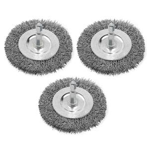 Wire Brush for Drill, 3pcs 4 Inch Wire Wheel Brush Cup Set, 0.012 Inch Coarse Carbon Steel Crimped Wire Wheel Brush with 1/4-Inch Hex Shank for Rust Removal, Clean Paint ,Corrosion