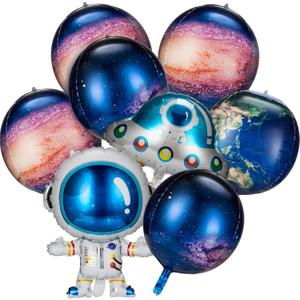8 Pieces Outer Galaxy Space Balloons Large Inflatable Rocket Astronaut Earth Spaceship Planet Balloons Space Themed Party Supplies for Galaxy Birthday Party Photo Booth