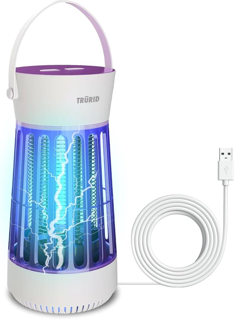 Bug Zapper, Indoor and Outdoor UV LED Mosquito Zapper Trap with Fan, Portable Electric Fly Trap with Easy-Empty Tray