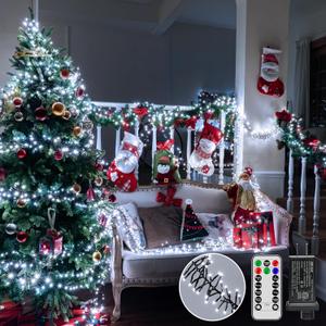 1200 LED 59 FT Cluster Lights, White Christmas Tree Lights 8 Modes Timer Remote, Waterproof String Lights for Indoor Outside Garland Xmas Decorations
