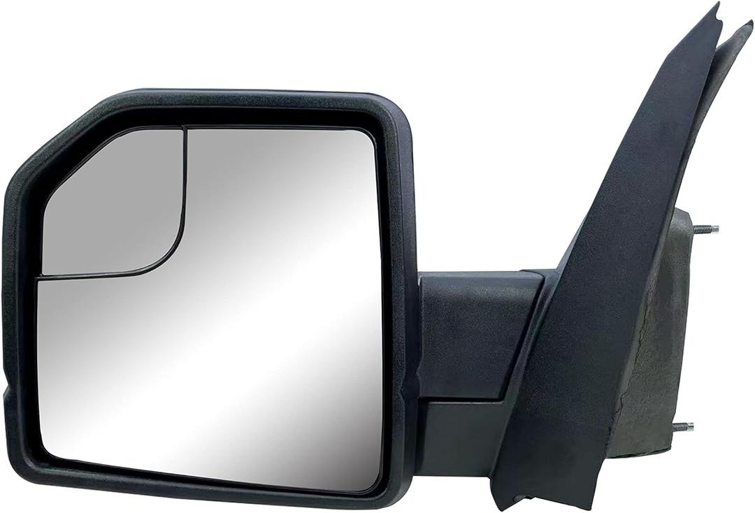 Replacement Driver Left Side Door Mirror Manual Folding Power Glass No Heated No Signal Light Textured Back Cover For Ford F-150 from 2015 to 2020 (Driver (LH) Side)