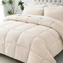 JOLLYVOGUE Oversized King Comforter Set, Ultra-Soft Bed in a Bag Oversized Queen Size 7 Pieces, Oeko-TEX Certified Bedding Set with Down Alternative Comforter, Sheets, Pillowcases & Shams, Beige