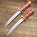 2 Pcs Plastic Samurai Sword with Sheath, Ninja Swords Katana Toy Halloween Costume Accessories for Boys, 15.7'' Length (Red)