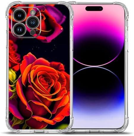 Beaucov Case for iPhone 16 Pro,Beautiful Rose Drop Protection Shockproof Case TPU Full Body Protective Scratch-Resistant Cover for Apple iPhone 16 Pro