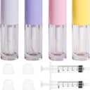 Qeuly 4Pcs Empty Lip Gloss Tubes, 6ml Clear Lip Gloss Tubes with Wand, Plastic Lip Balm Gloss Containers for DIY Makeup Lipgloss Making Kit (D25xH86mm) (colorful)