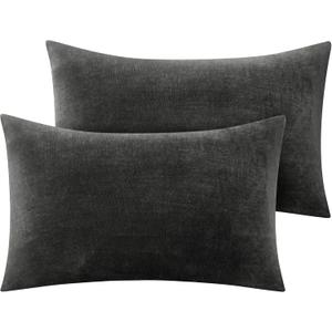 BEDELITE Flannel Pillow Cases Queen Size Set of 2, Super Soft Fleece Pillowcases with Zipper for Bedroom, Sofa, Couch,Luxury Cozy Velvet Pillow Shams for All Seasons(20x30 Inches,Dark Gray)