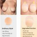 Sticky Push UpInvisible Bras.Reusable Sticky Adhesive Silicone Nipple Pasties Bras,Suitable for female breast petals (Beige)