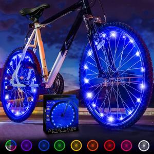 Activ Life 2-Tire Pack LED Bike Wheel Lights with Batteries Included, Get 100% Brighter and Visible from All Angles for Ultimate Safety and Style (Blue)