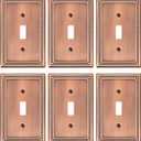 6-Pack Single Toggle Light Switch Cover Plate, Pearls Decorative Switch Plate Covers, Antique Copper 1 Gang Metal Wall Plate, Corrosion Resistant