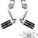 FOVPLUE 1.25" Highway Footpegs,Adjustable Long Angled Highway Pegs w/Mounts for Harley Touring Street Glide Electra Glide Road King Softail CVO Dyna Trike VRSC Sportster w/1-1/4" Engine Guard,Chrome#1