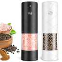 Electric Salt and Pepper Grinder Set, Rechargeable Automatic Pepper Mill Grinder with LED Light Gifts for Women, Adjustable Coarseness shakers, One-Hand Operation for Kitchen Essentials