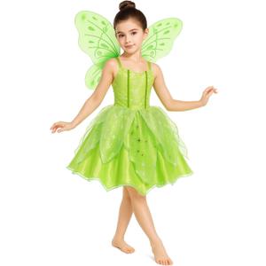 Princess Costume for Girls Fancy Fairy Halloween Party Dress Up Toddler Baby Tale Role Play Green Dress (3T)