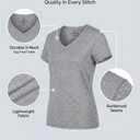 Real Essentials 5 Pack: Women's Dry-Fit Short Sleeve V Neck T Shirt Workout Fitness Yoga Top Tee (Available in Plus Size)