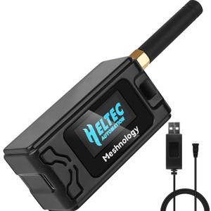 ESP32 Lo Ra V3 Development Board + 1100mAh Battery + Case + USB Charger Cable Set - with 915MHz Antenna and SX1262 Lo Ra V3 Devices for Mesh Tastic Ar Duino Lo Rawan IOT (N30,4-in-1,Black)